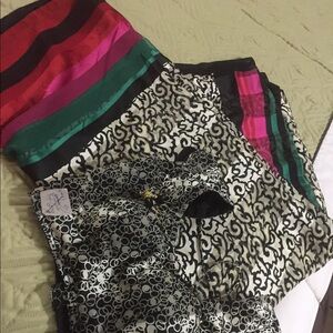 Women’s Patterned Multicolor Silk Saree - Black, White, Pink & Green